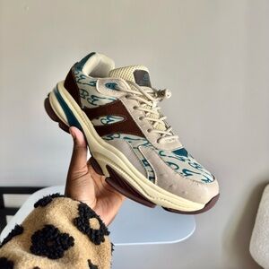 Stylish Beige and Blue Sneakers